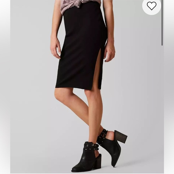 Free People Dresses & Skirts - Free People Black Jersey Pencil Skirt Side Slit Size Large